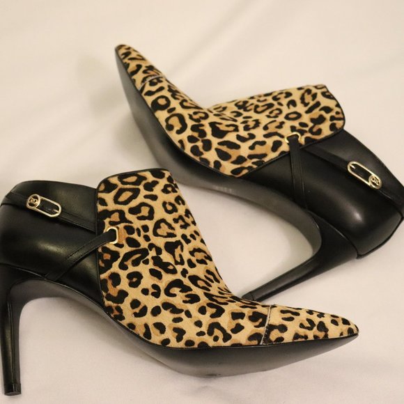 NEW Cole Haan Leopard Print/Black Booties - Size 10 - Picture 1 of 9